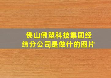 佛山佛塑科技集团经纬分公司是做什的图片