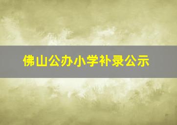 佛山公办小学补录公示