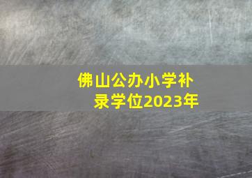 佛山公办小学补录学位2023年