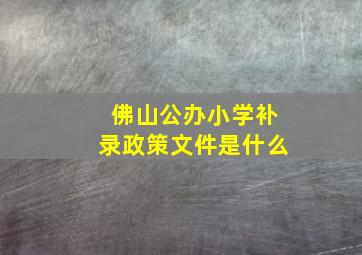 佛山公办小学补录政策文件是什么