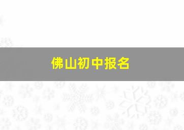 佛山初中报名