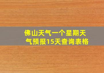 佛山天气一个星期天气预报15天查询表格