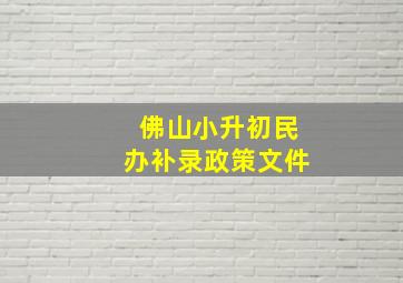 佛山小升初民办补录政策文件