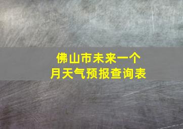 佛山市未来一个月天气预报查询表