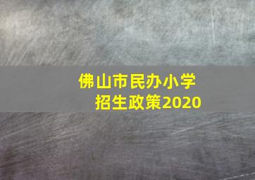 佛山市民办小学招生政策2020