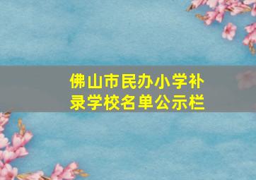 佛山市民办小学补录学校名单公示栏