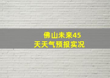 佛山未来45天天气预报实况