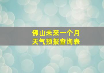 佛山未来一个月天气预报查询表