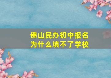 佛山民办初中报名为什么填不了学校