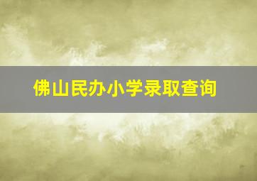 佛山民办小学录取查询