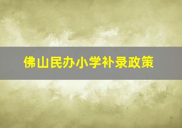 佛山民办小学补录政策