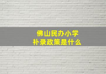 佛山民办小学补录政策是什么