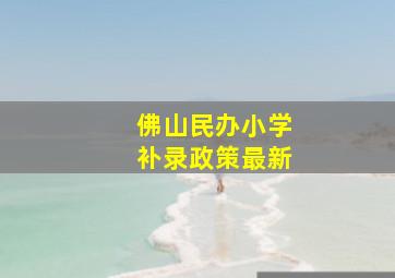 佛山民办小学补录政策最新