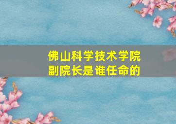 佛山科学技术学院副院长是谁任命的