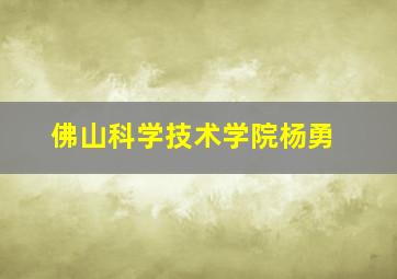 佛山科学技术学院杨勇