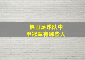 佛山足球队中甲冠军有哪些人