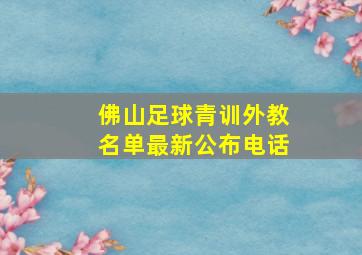 佛山足球青训外教名单最新公布电话