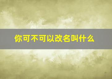 你可不可以改名叫什么