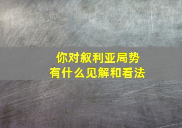 你对叙利亚局势有什么见解和看法