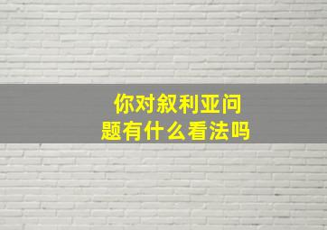 你对叙利亚问题有什么看法吗