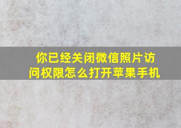 你已经关闭微信照片访问权限怎么打开苹果手机