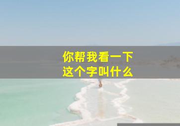 你帮我看一下这个字叫什么