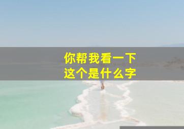 你帮我看一下这个是什么字