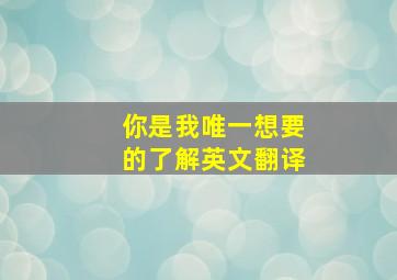 你是我唯一想要的了解英文翻译