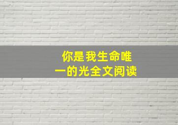 你是我生命唯一的光全文阅读