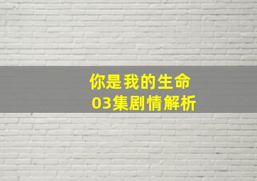 你是我的生命03集剧情解析