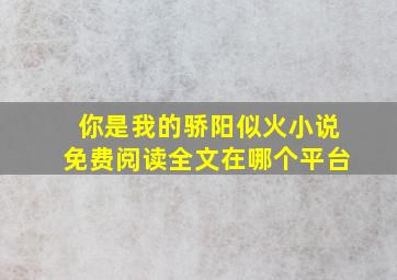 你是我的骄阳似火小说免费阅读全文在哪个平台