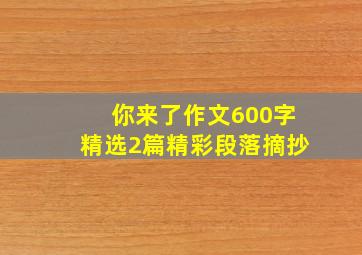 你来了作文600字精选2篇精彩段落摘抄