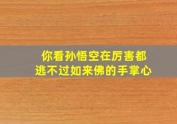 你看孙悟空在厉害都逃不过如来佛的手掌心