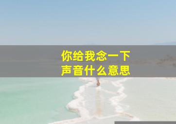 你给我念一下声音什么意思