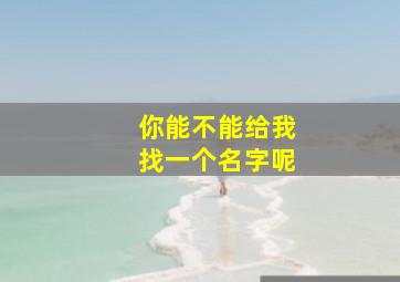 你能不能给我找一个名字呢