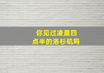 你见过凌晨四点半的洛杉矶吗