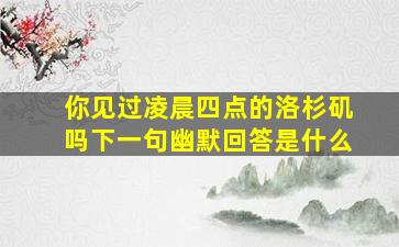 你见过凌晨四点的洛杉矶吗下一句幽默回答是什么