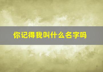 你记得我叫什么名字吗