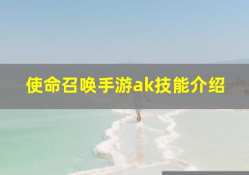 使命召唤手游ak技能介绍