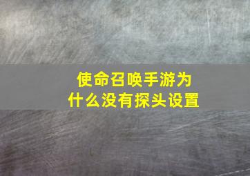 使命召唤手游为什么没有探头设置