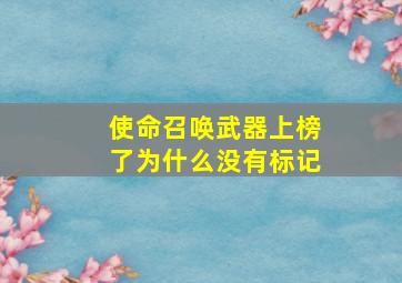 使命召唤武器上榜了为什么没有标记