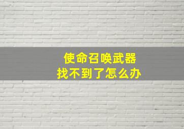 使命召唤武器找不到了怎么办