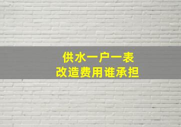 供水一户一表改造费用谁承担