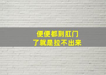 便便都到肛门了就是拉不出来