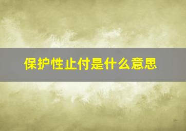 保护性止付是什么意思