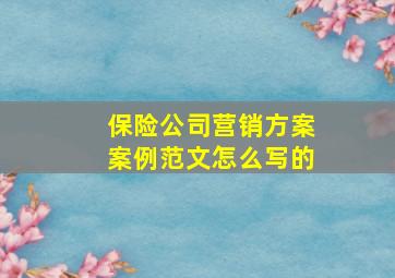 保险公司营销方案案例范文怎么写的