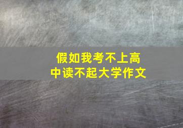 假如我考不上高中读不起大学作文