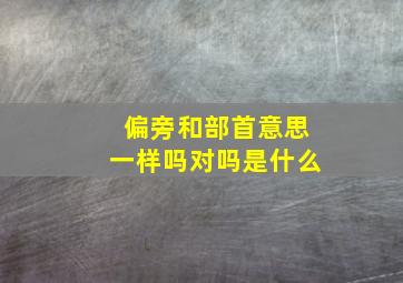 偏旁和部首意思一样吗对吗是什么