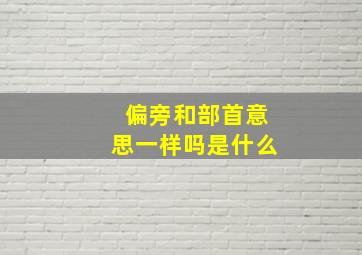 偏旁和部首意思一样吗是什么