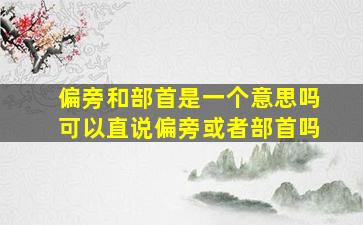 偏旁和部首是一个意思吗可以直说偏旁或者部首吗